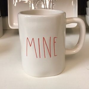 Rae Dunn “Mine” mug with ❤️❤️ red (Large Letters)